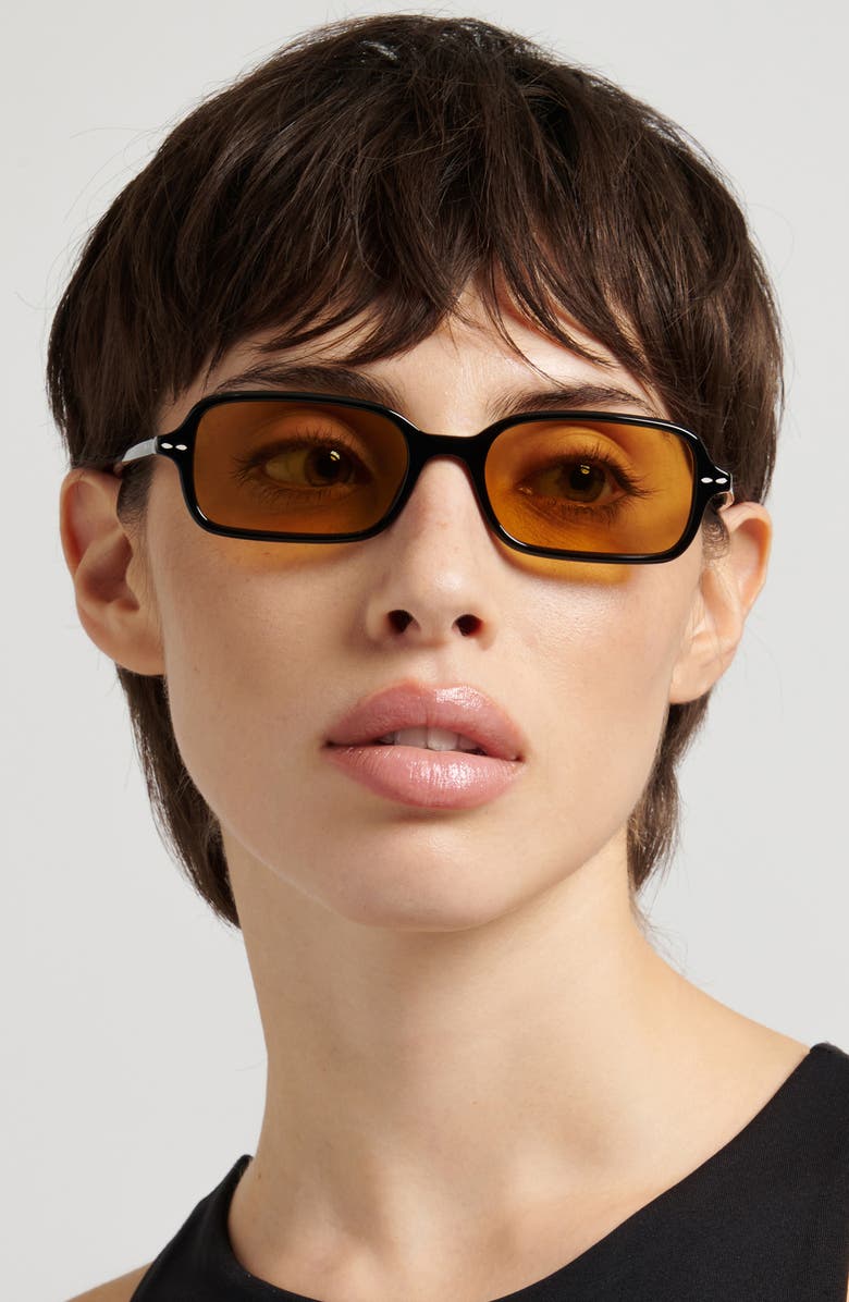 Isabel Marant 52mm Rectangular Sunglasses, Alternate, color, Black/ Yellow