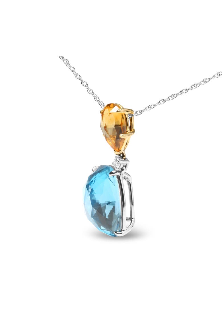 18K Gold Diamond Accent Citrine Topaz Dangle Pendant Necklace, Alternate, color, Yellow