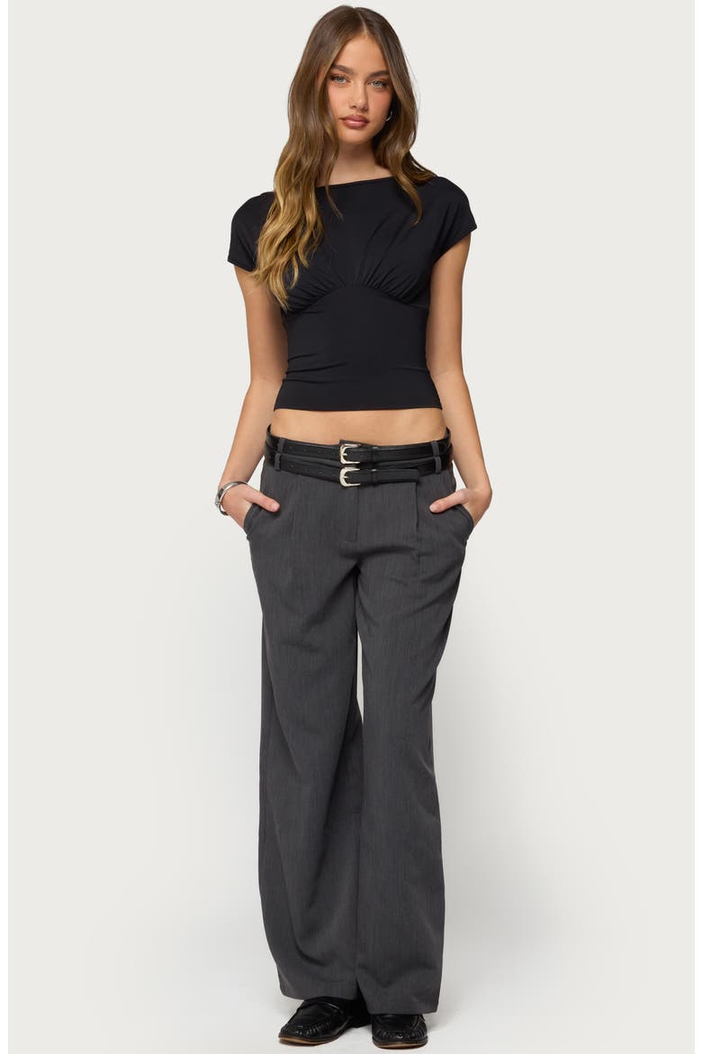 Andy Double Belt Low Rise Straight Leg Pants, Alternate, color, GRAY-MELANGE