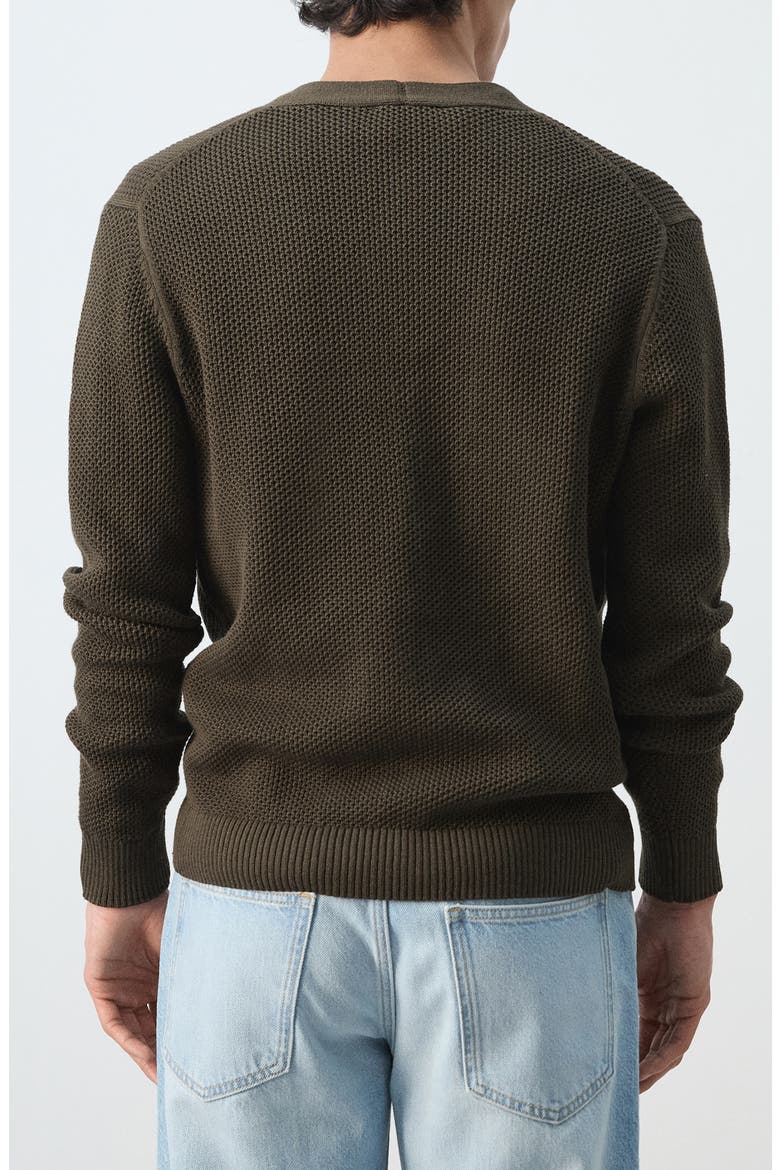 Microstructure Cotton Blend Cardigan, Alternate, color, CHOCOLATE