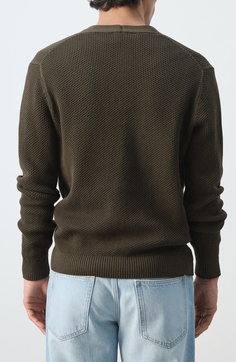 MANGO Microstructure Cotton Blend Cardigan, Alternate, color, Chocolate