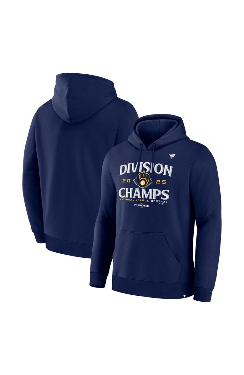 FANATICS Men's Fanatics  Navy Milwaukee Brewers 2025 NL Central Division Champions Locker Room Hoodie, Main, color, 