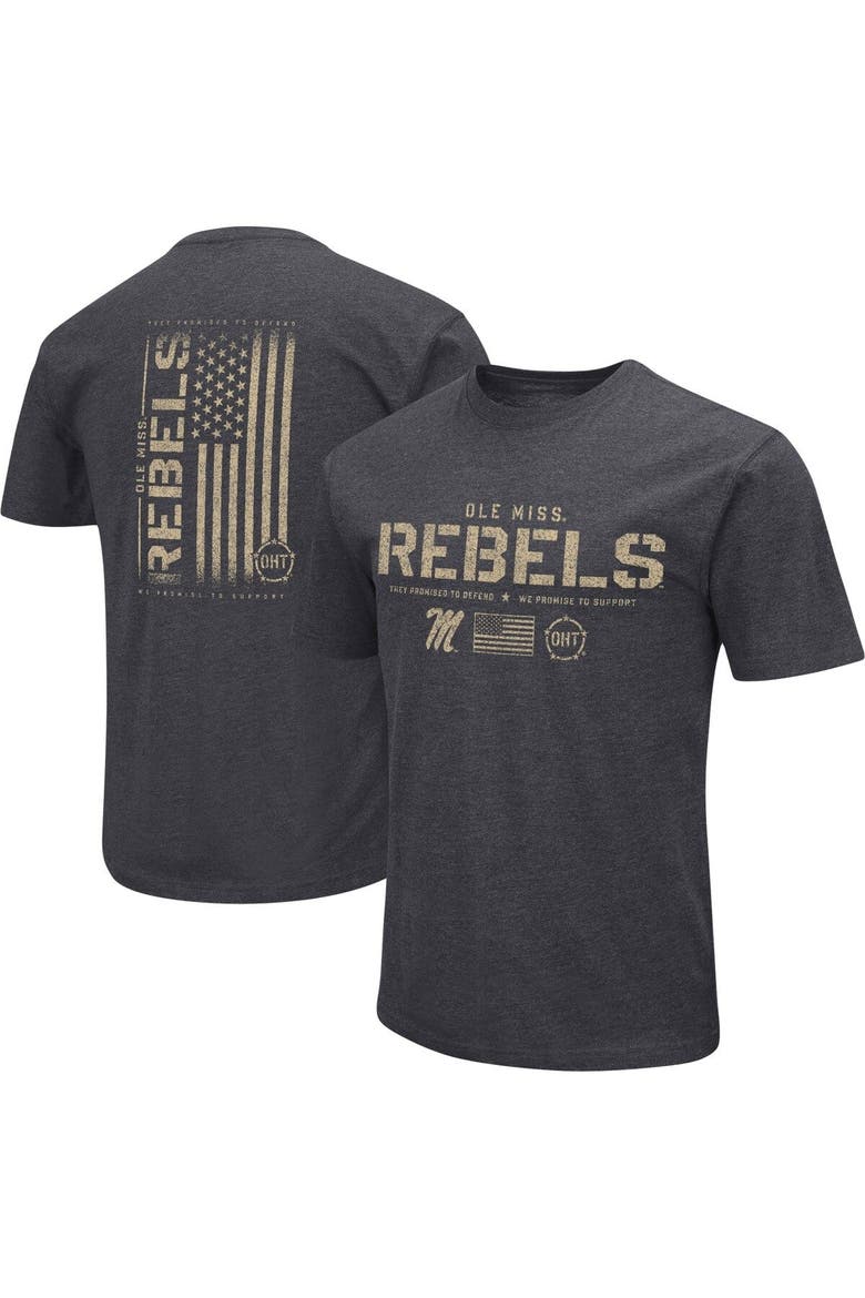 Men's Colosseum Heather Black Ole Miss Rebels Big & Tall OHT Military Appreciation Playbook T-Shirt, Main, color, Heather Black