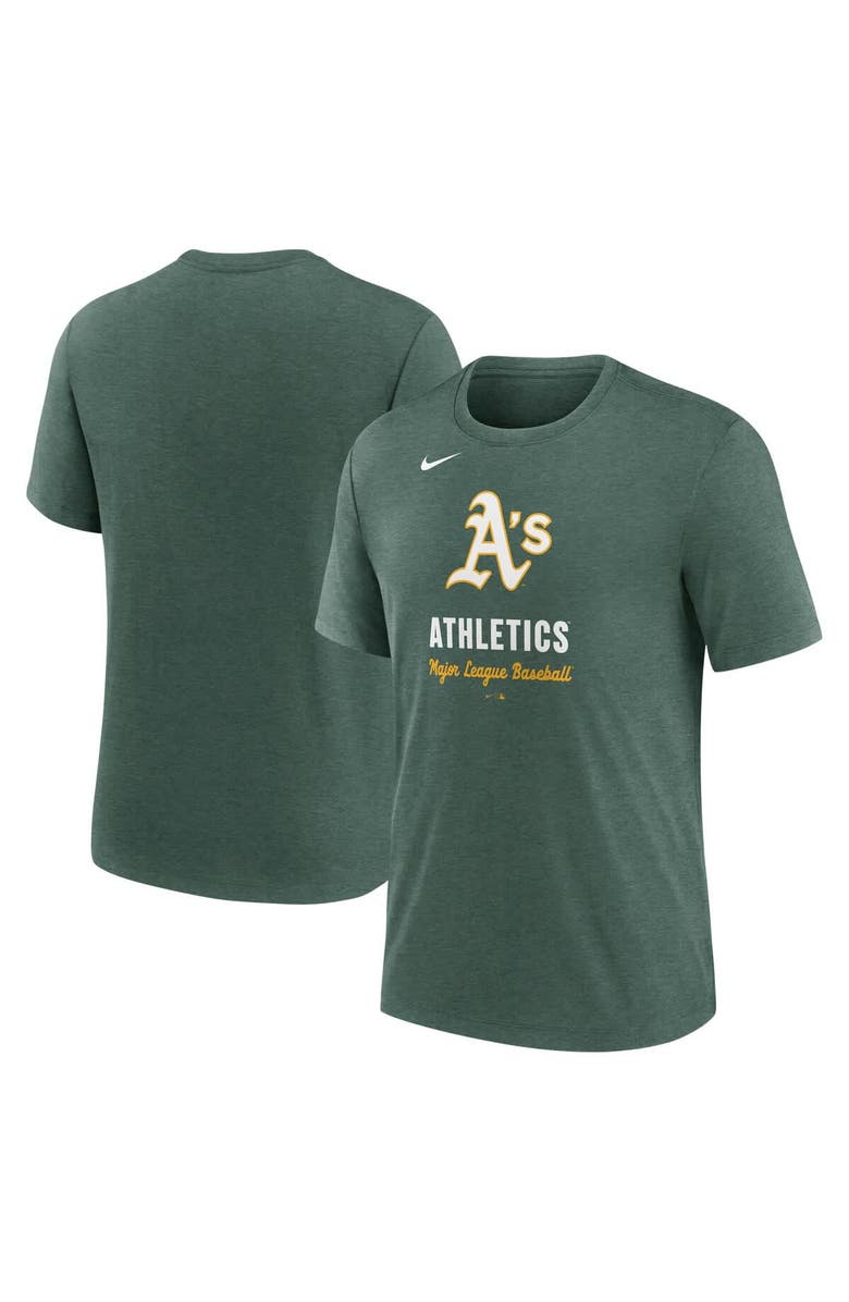 Nike Men's Nike Heather Green Athletics Logo Tri-Blend T-Shirt, Main, color, Heather Green