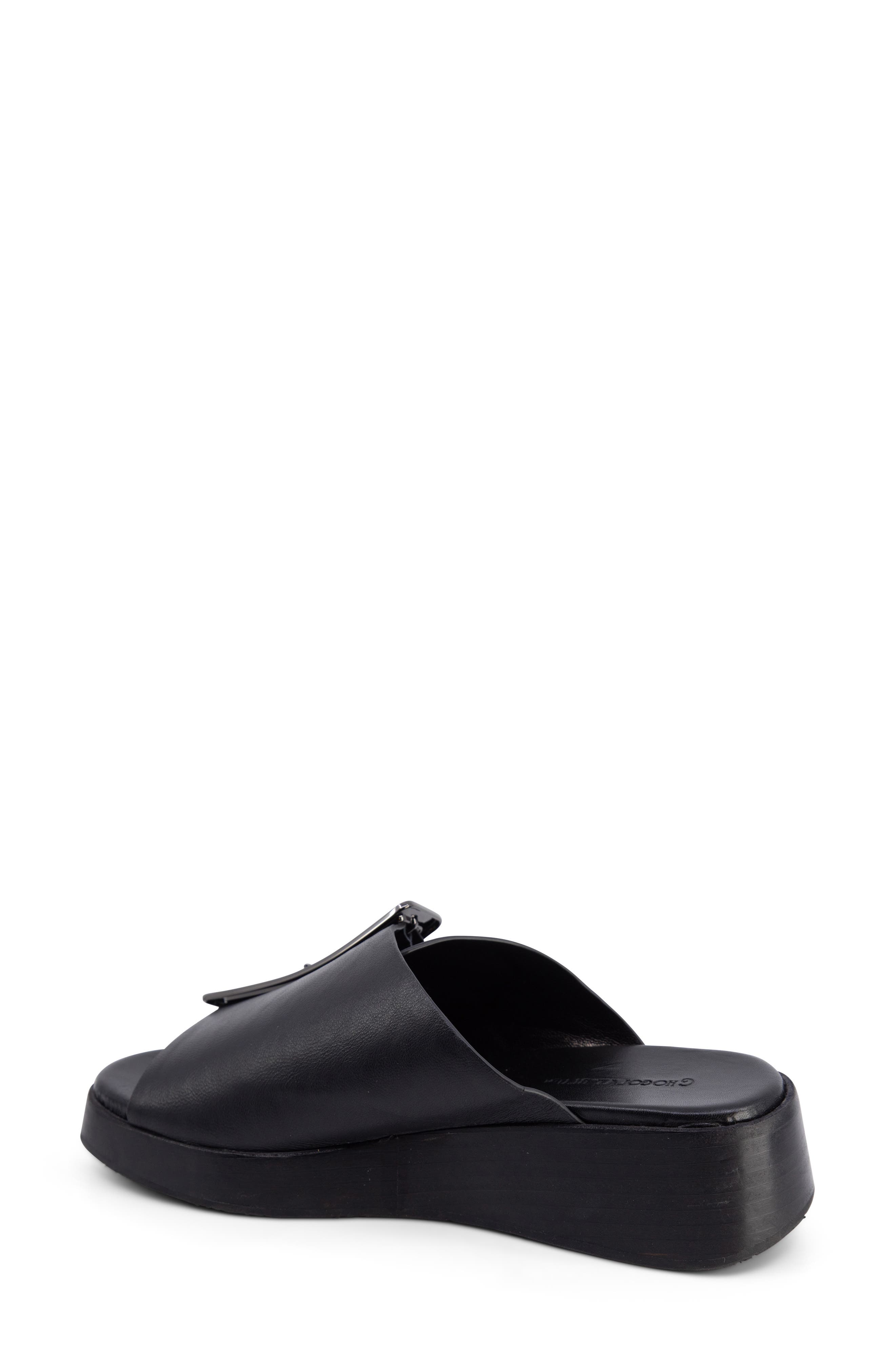 Chocolat Blu Ela Platform Wedge Slide Sandal, Alternate, color, Black Leather