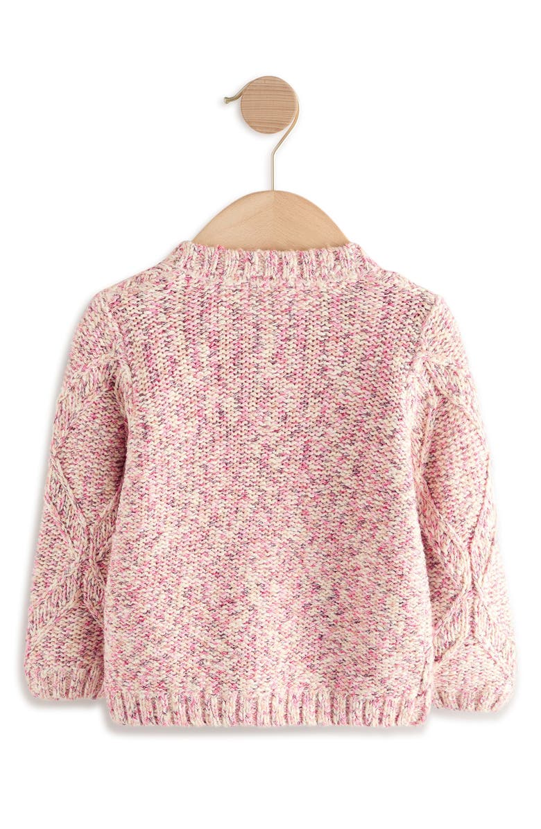 NEXT Kids' Diamond Chunk Knit Cardigan, Alternate, color, Pink