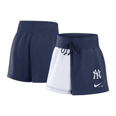 Women's Nike Navy/White New York Yankees Color-Block Phoenix Fleece Lounge Shorts