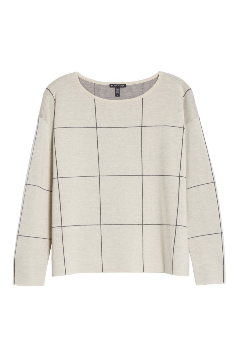 Windowpane Check Merino Wool Sweater, Alternate, color, CASHEW