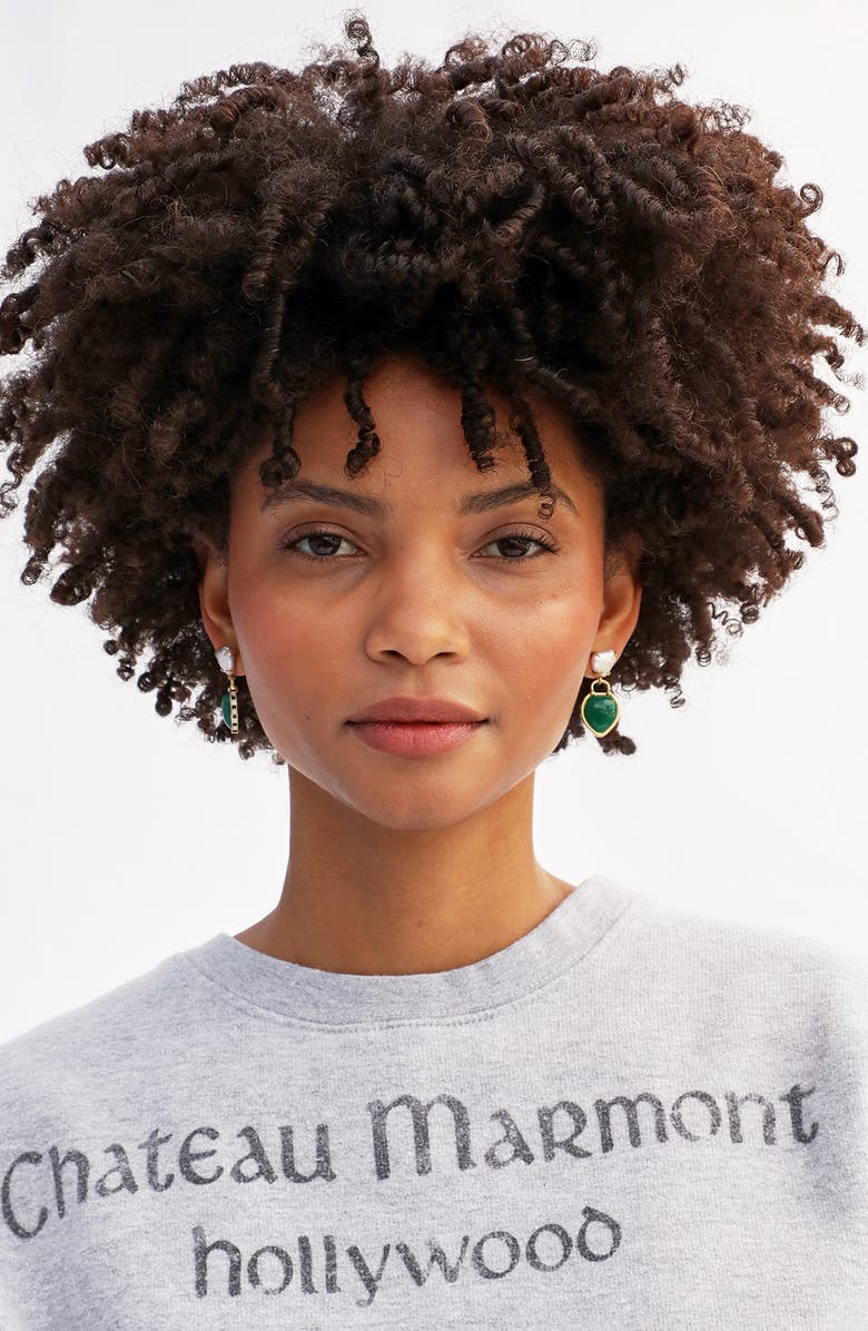 Clare V. Le Heartbreaker Drop Earrings, Alternate, color, Green Multi