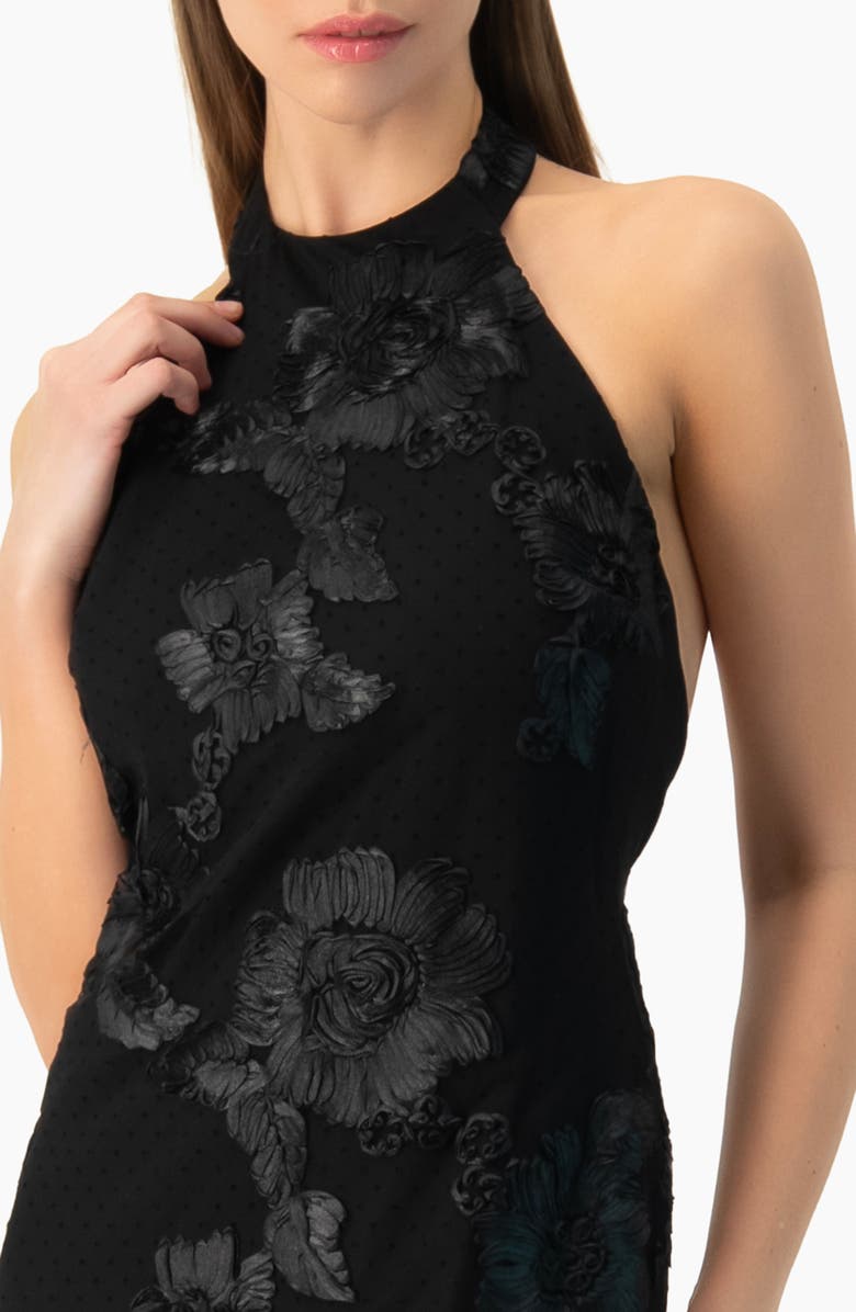 IVONNE Halter Floral Lace Mermaid Gown, Alternate, color, Black