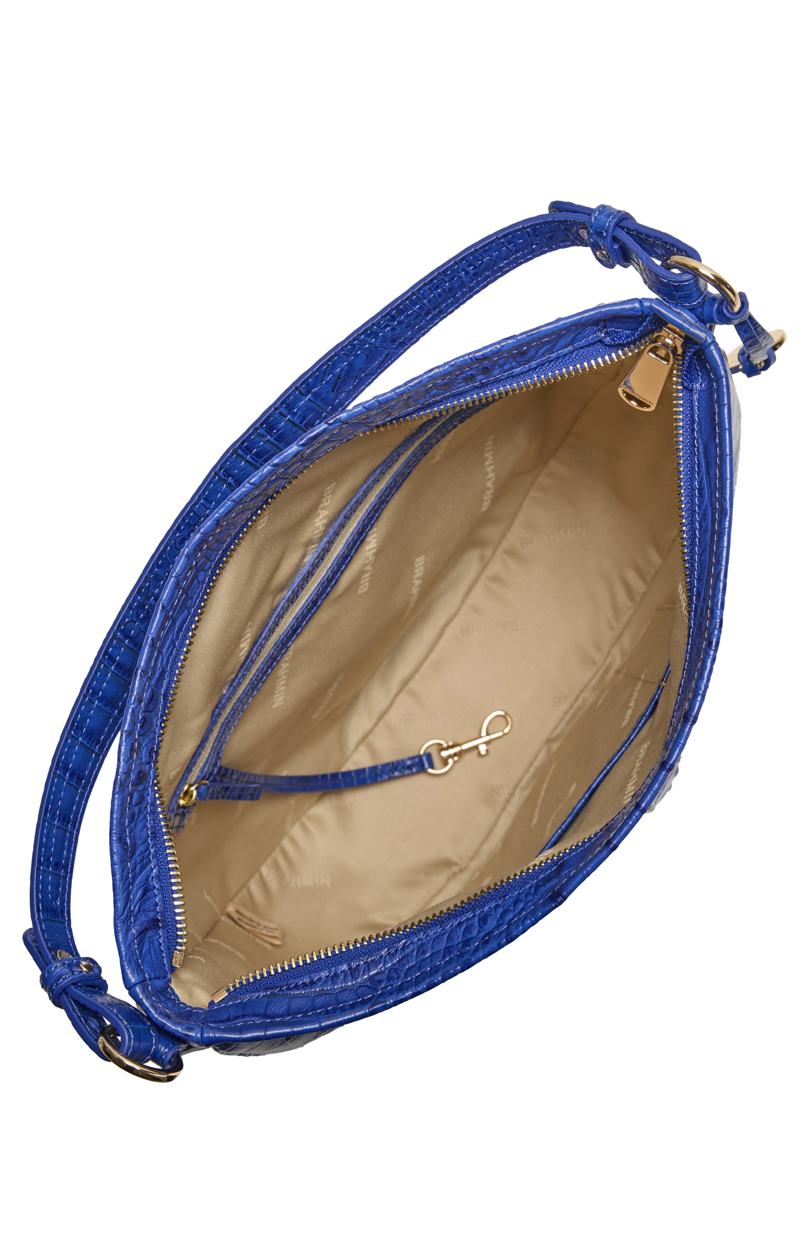 Brahmin Small Kathleen Croc Embossed Leather Shoulder Bag, Alternate, color, 