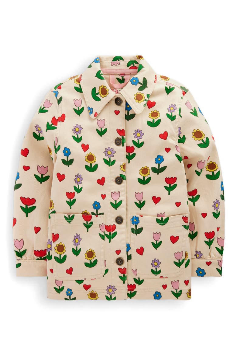 Kids' Floral Denim Jacket, Main, color, IVORY SUNFLOWER GARDEN