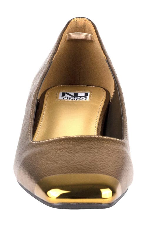 Ninety Union Eagle Tipped Square Toe Pump In Gold
