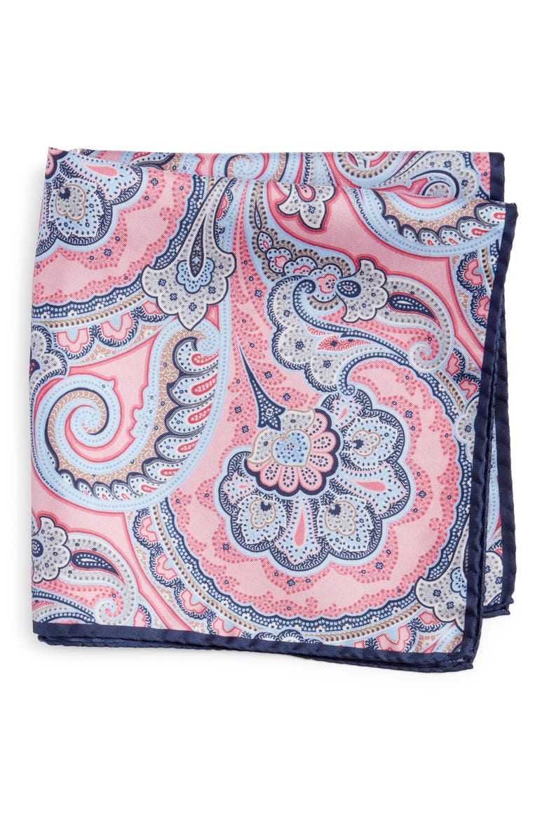 Paisley Silk Pocket Square, Main, color, PINK