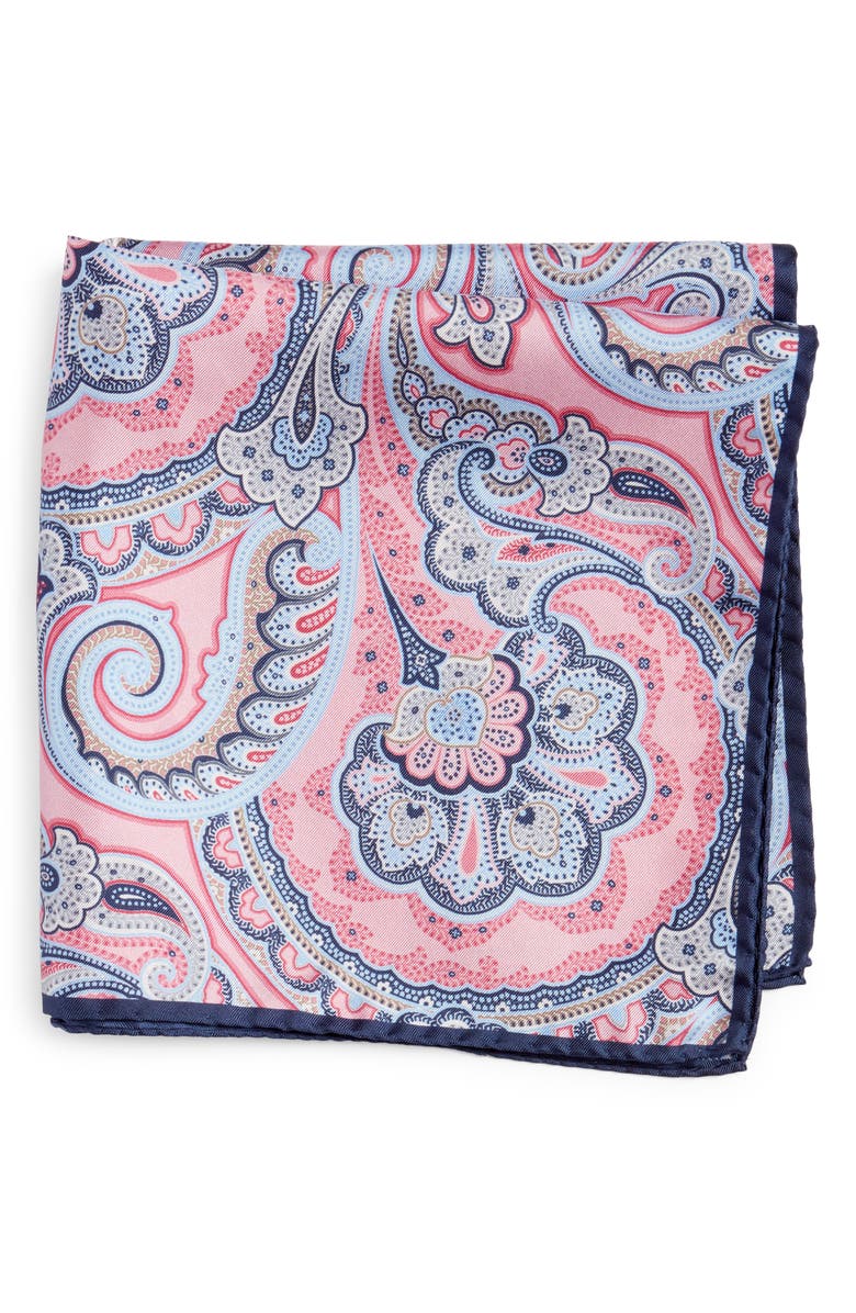 Nordstrom Paisley Silk Pocket Square, Main, color, Pink