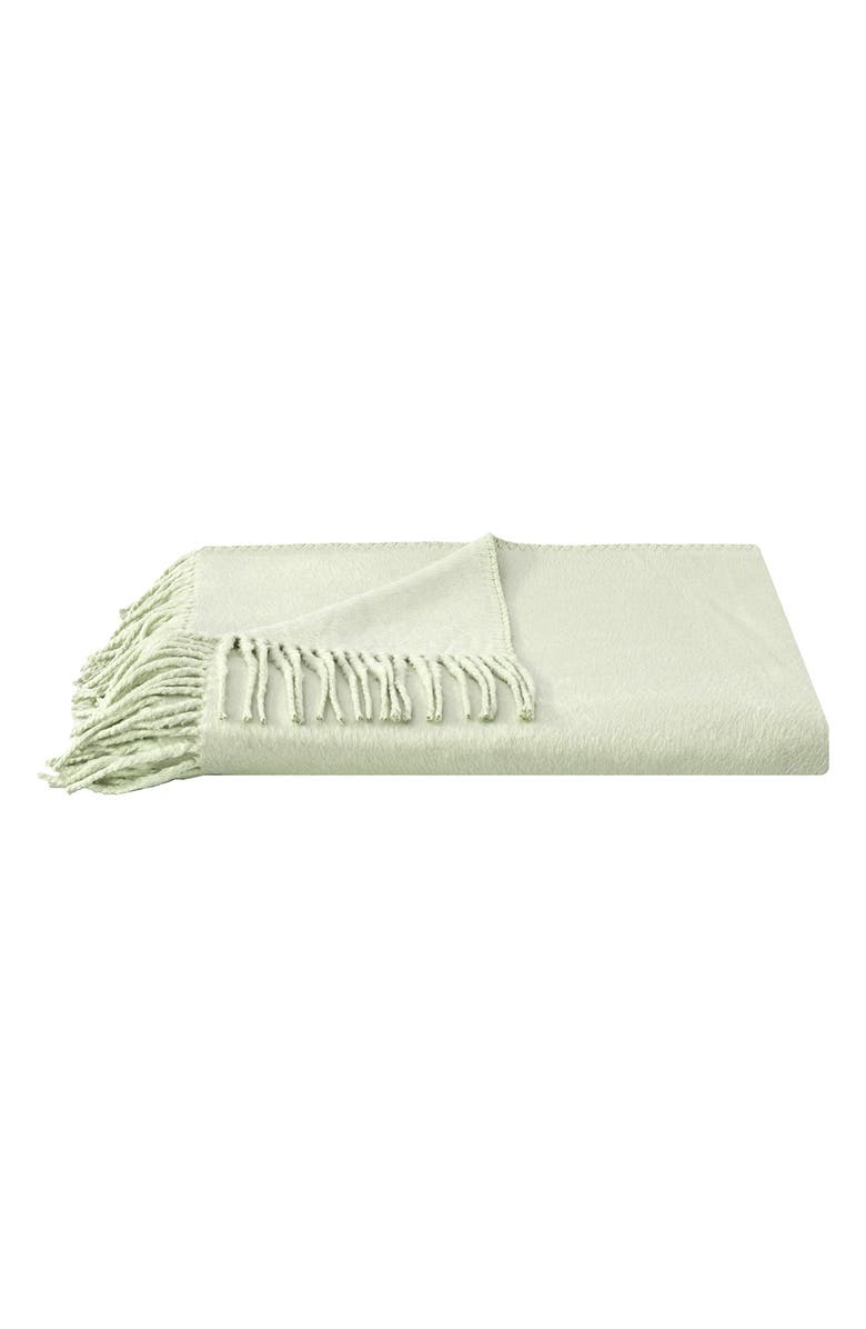 MELANGE HOME Plaza Silk Fringe Throw Blanket, Main, color, Sage