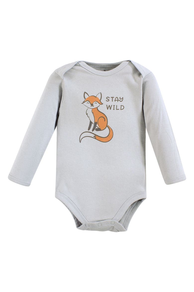 Organic Cotton Long-Sleeve Bodysuits, Alternate, color, Dreamy Woodland
