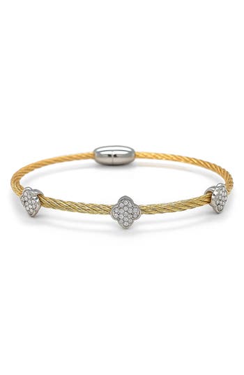 Juvell Two-tone Pavé Cubic Zirconia Station Bangle Bracelet In Multi