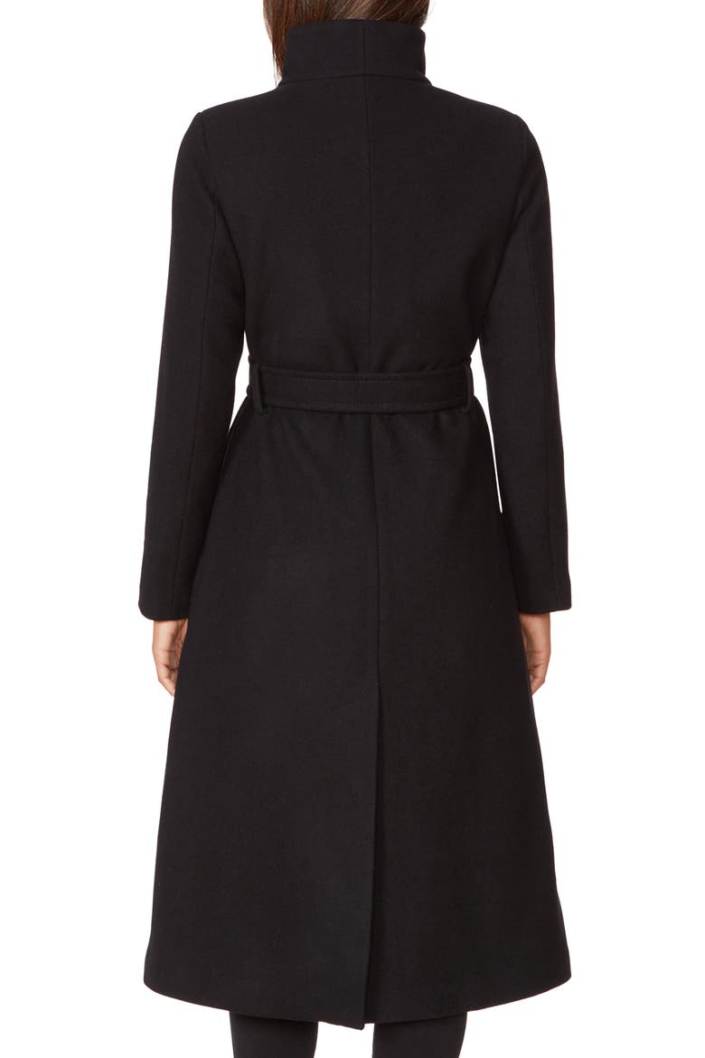 belted wool blend coat, Alternate, color, BLACK