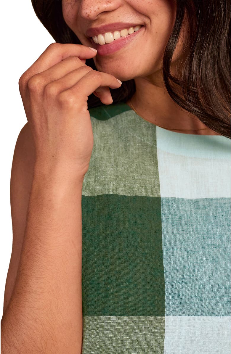 Celtic & Co. Sleeveless Pleat Back Cotton Blouse, Alternate, color, Green Multi Check