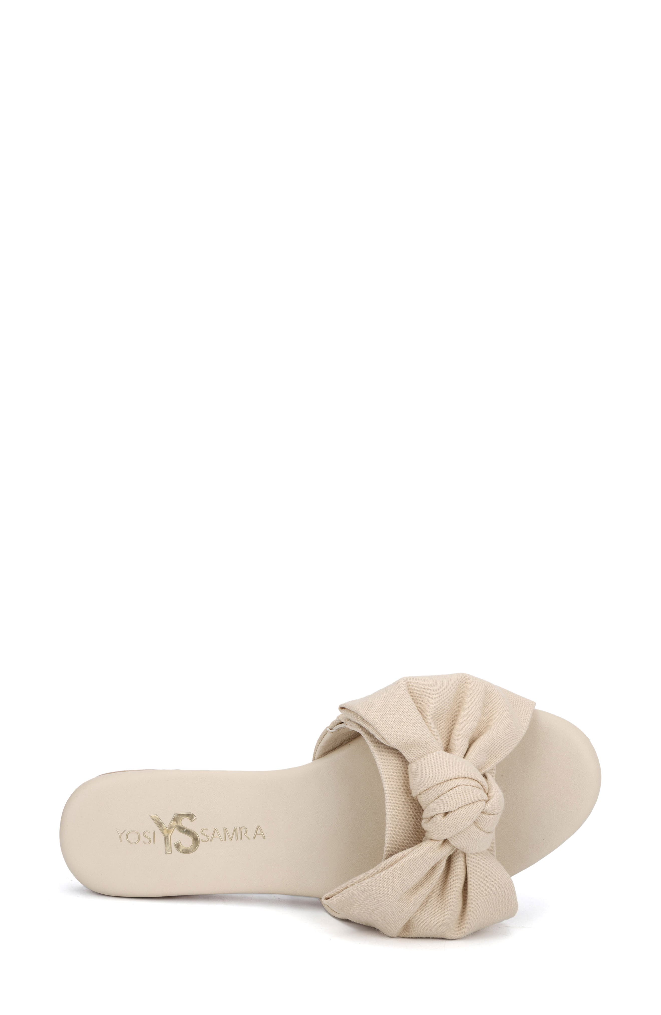 Yosi Samra Mila Bow Slide Sandal, Alternate, color, Natural