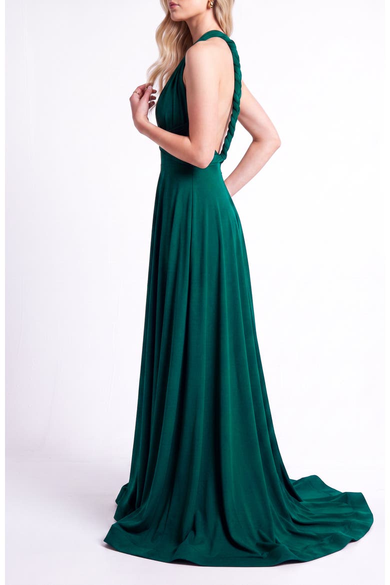 Infinite Convertible Halter Neck A-Line Evening Gown, Alternate, color, Forest Green