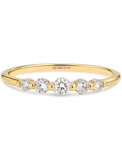 Round Graduated Lab Grown Diamond Ring in 14K Gold