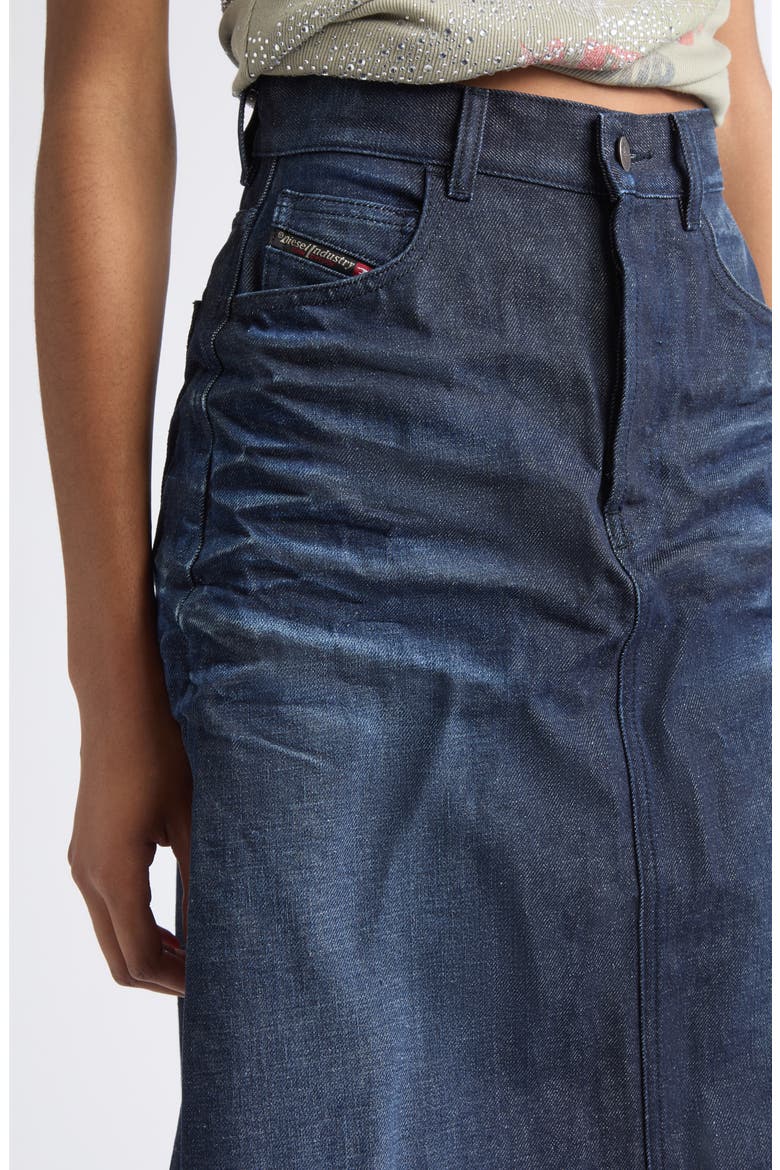 Creased Denim Midi Skirt, Alternate, color, DENIM