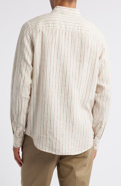 Nn07 Enzo 5728 Stripe Linen Button-up Shirt In Brown