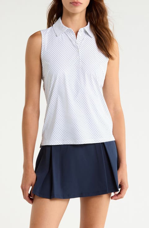 Geo 2 Silky Tech Performance Sleeveless Polo