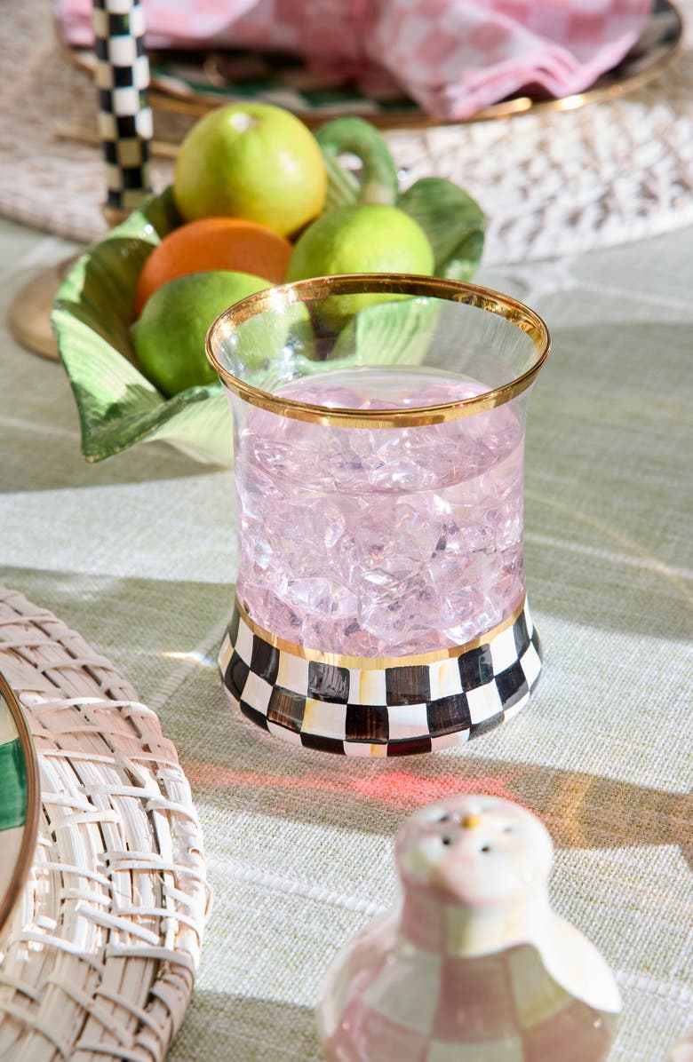 MACKENZIE CHILDS Courtly Check Set of 2 Tumblers, Alternate, color, Black