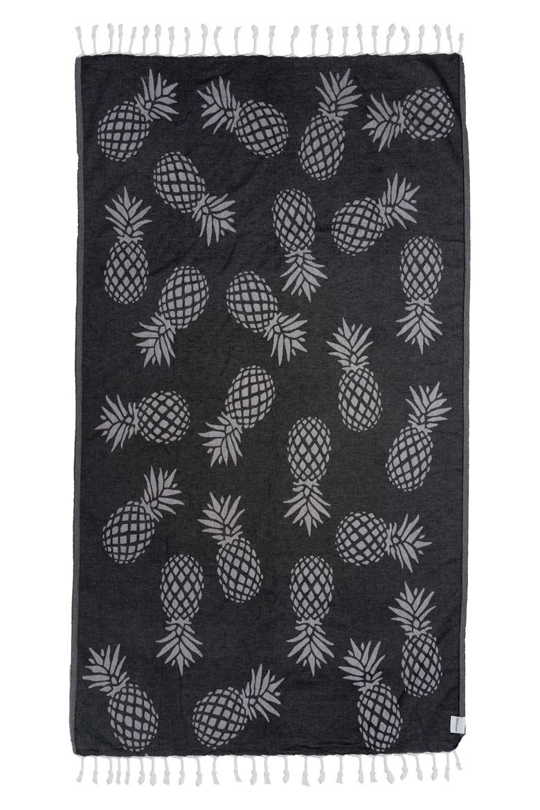 Pineapple Organic Sand Free Turkish Towel, Main, color, Black