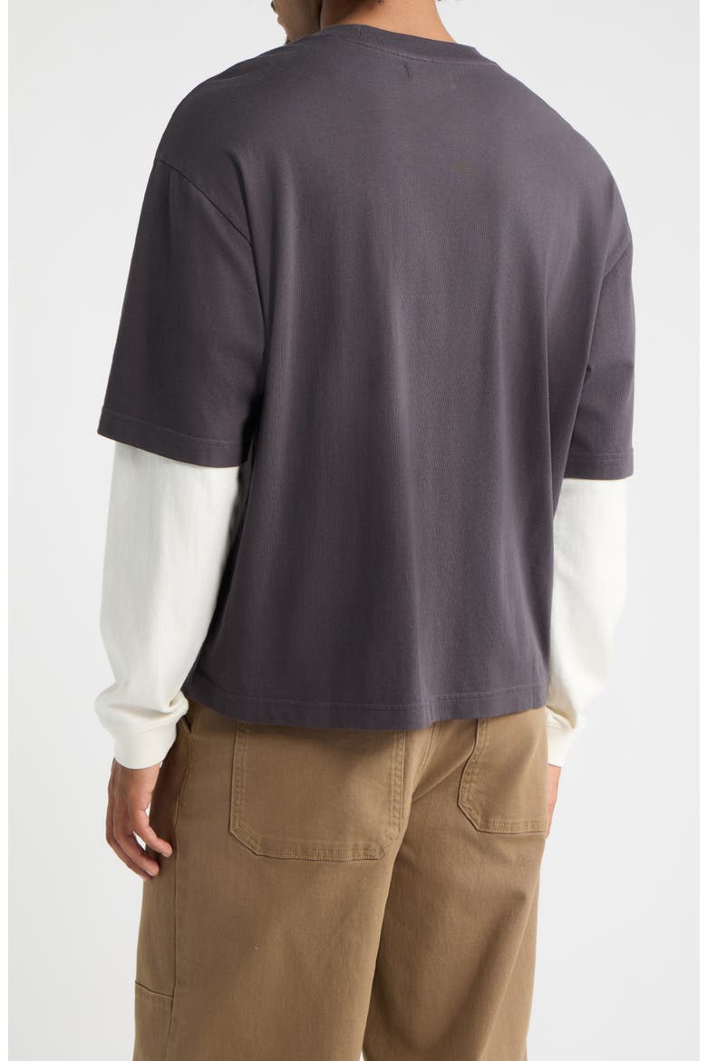 Layered Look Cotton T-Shirt, Alternate, color, BLACK FADED