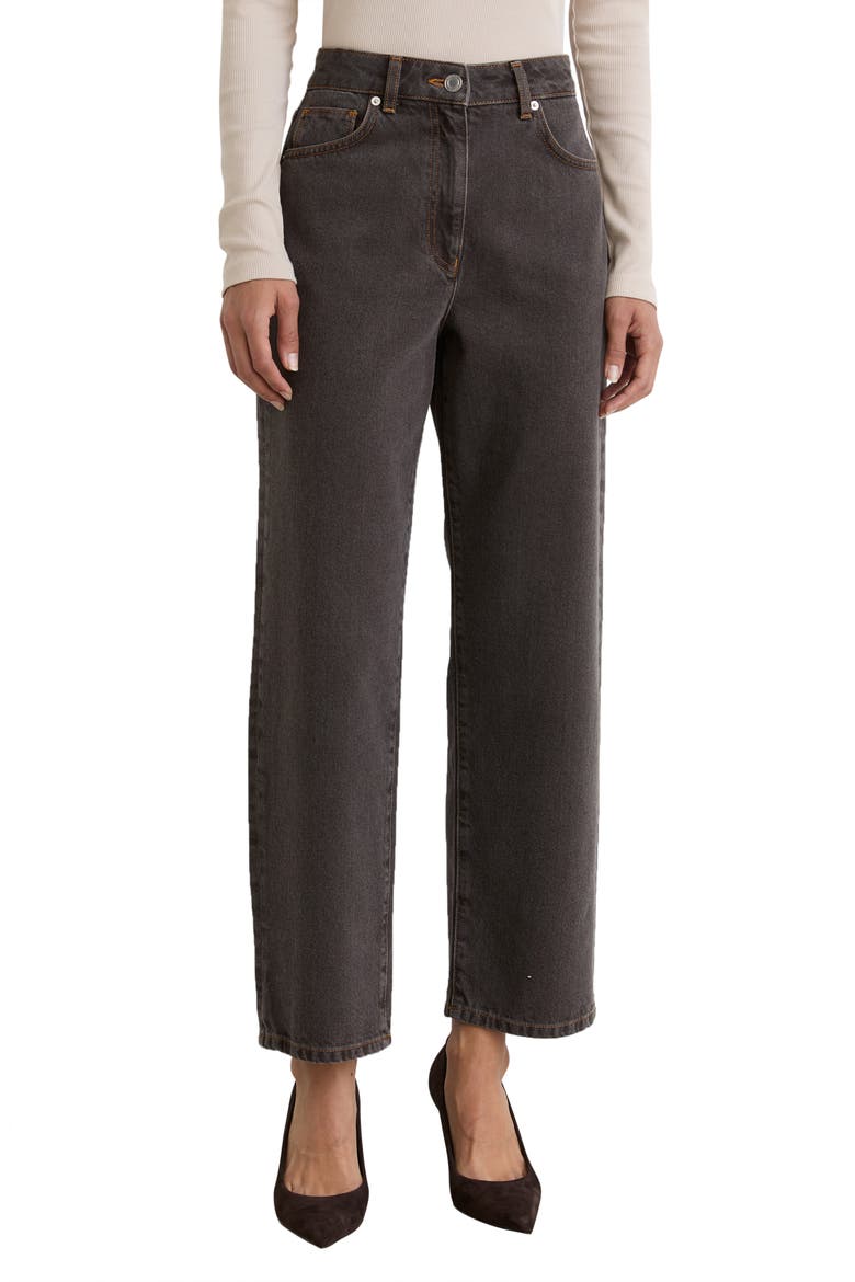 Selin Mid Rise Straight Leg Jeans, Main, color, MUSHROOM BROWN