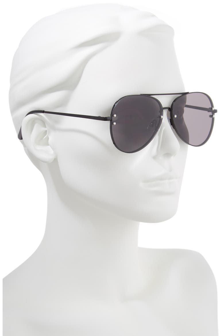60mm Oversize Mirrored Aviator Sunglasses, Alternate, color, BLACK