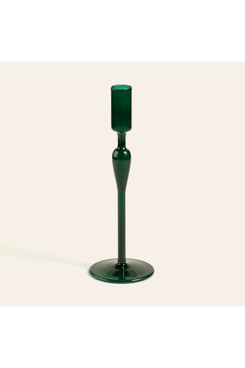 Aravali Glass Candlestick 3.5" x 3.5" x 8.5" Ambient Decor, Main, color, Black