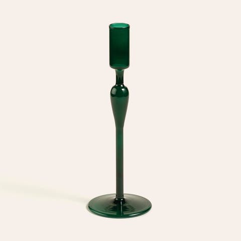 Aravali Glass Candlestick 3.5" x 3.5" x 8.5" Ambient Decor