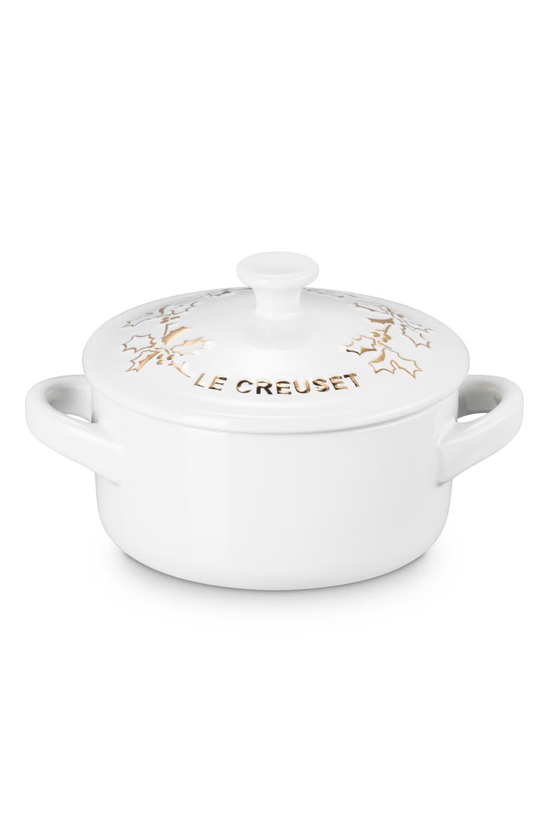 Le Creuset Holly Collection Mini Round Cocotte, Main, color, White