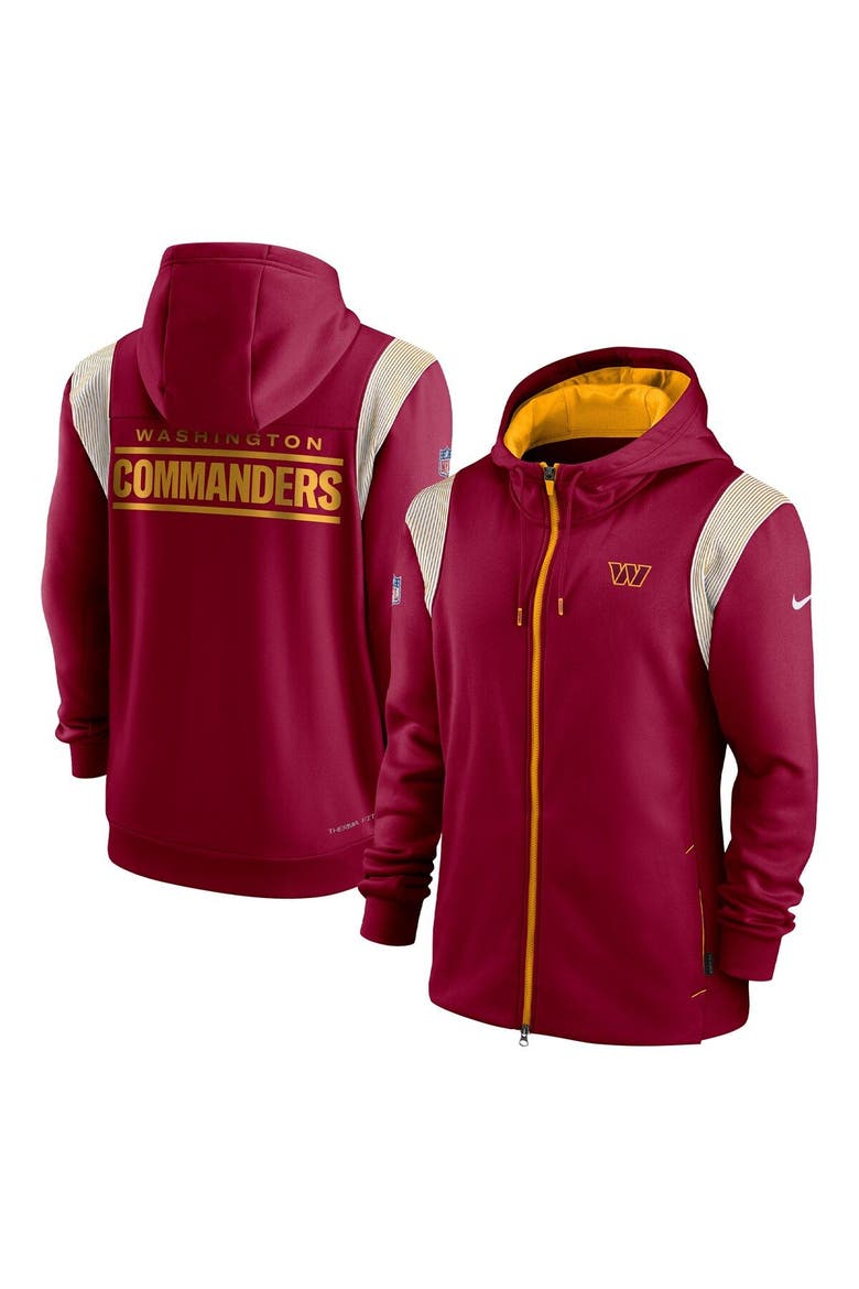 Men's Nike Burgundy Washington Commanders Performance Sideline Lockup Full-Zip Hoodie, Main, color, Burgundy