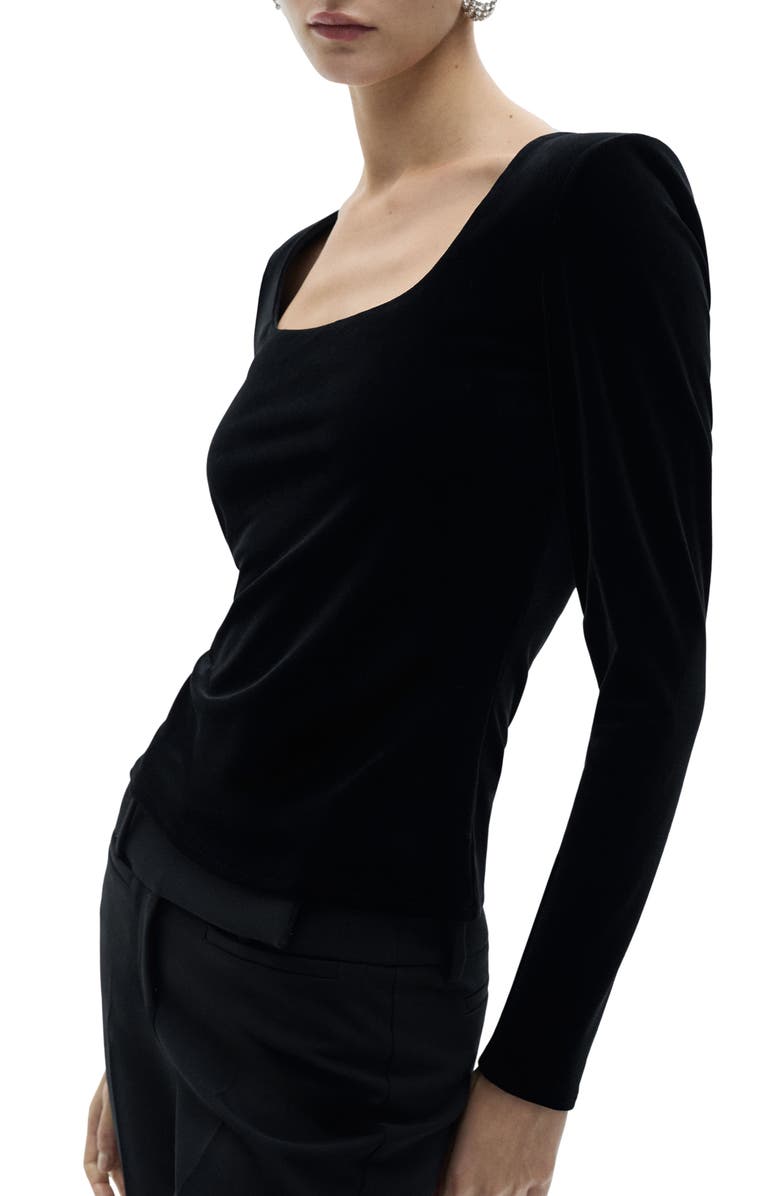 MANGO Scoop Neck Velvet Top, Main, color, 