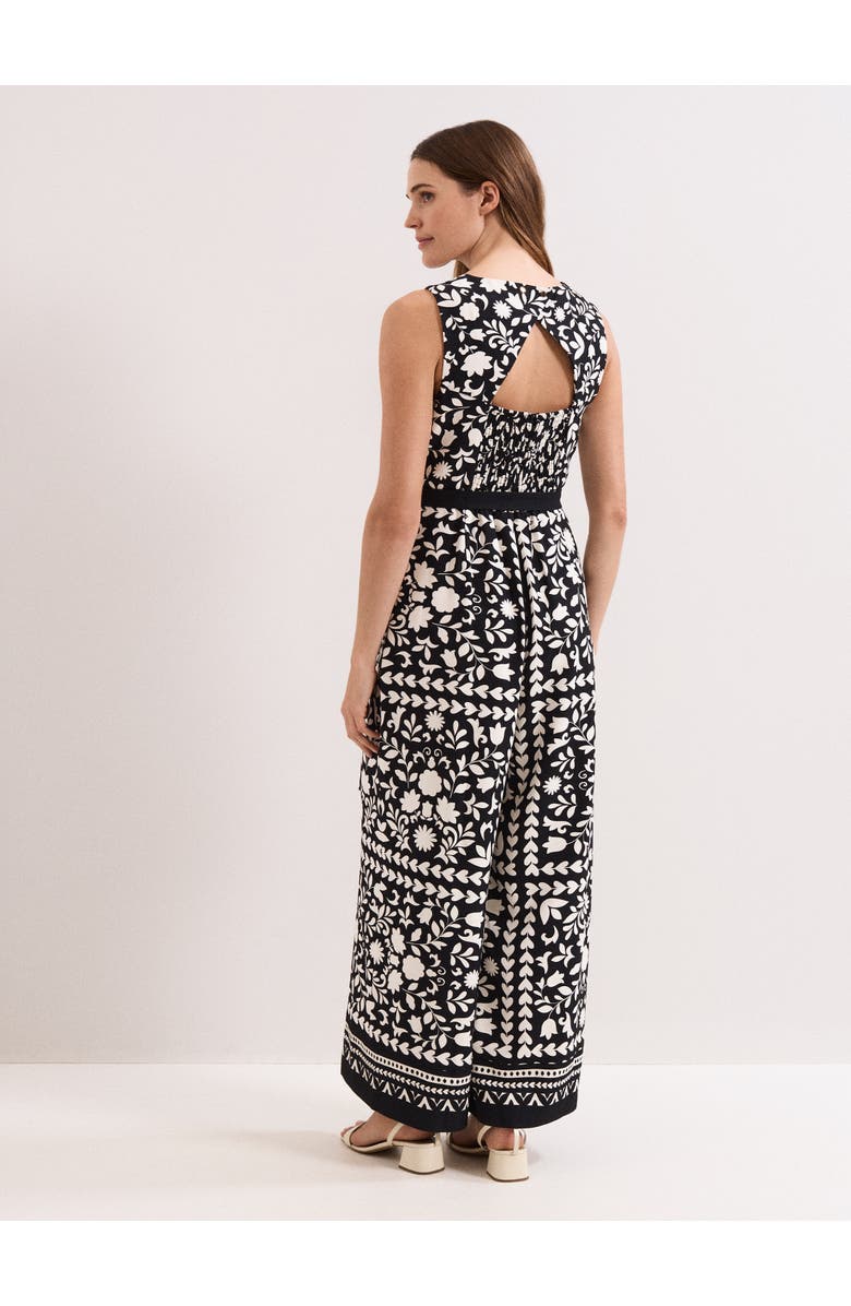 Phase Eight Cyra Printed Jumpsuit, Alternate, color, Black/Ivory