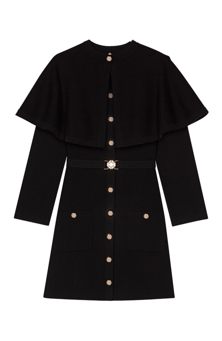 maje 2-in-1 knit dress & removable cape, Alternate, color, 