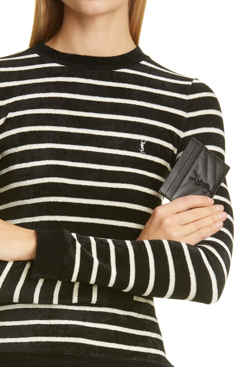 Saint Laurent Monogram Leather Card Case, Alternate, color,