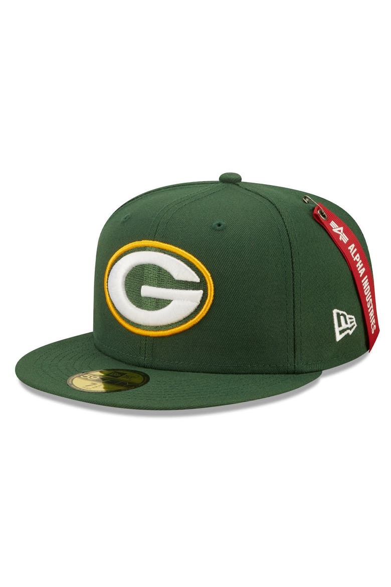 Men's New Era x Alpha Industries Green Green Bay Packers Alpha 59FIFTY Fitted Hat, Alternate, color, Green