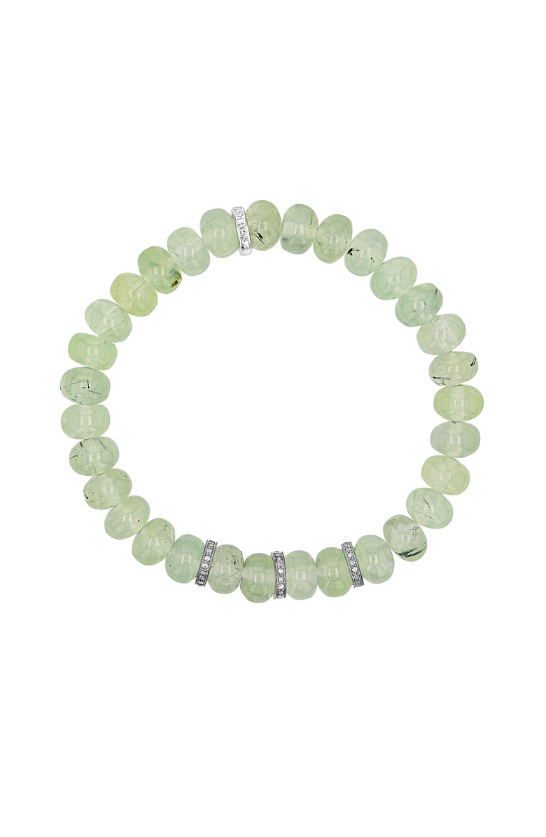 Sheryl Lowe Prehnite Bead Bracelet with 3 Diamond Rondelles, Alternate, color, 