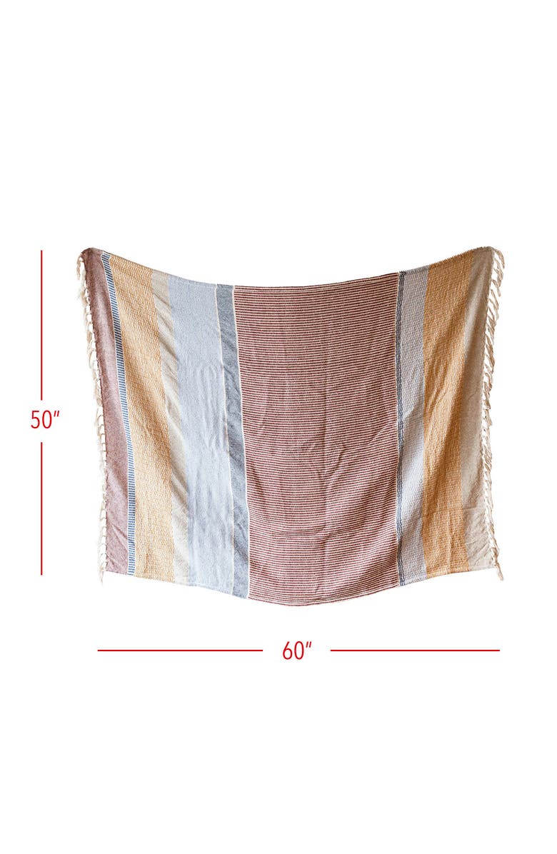 Foreside Home and Garden Hand Woven Throw Blanket Red Multi Color Cotton, Alternate, color, Red