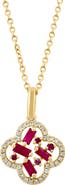 EFFY Ruby & Diamond Clover Pendant Necklace