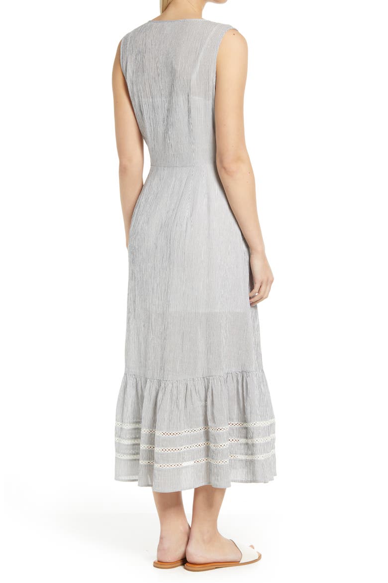 Sleeveless Tiered Dress, Alternate, color, NAVY- IVORY STRIPE