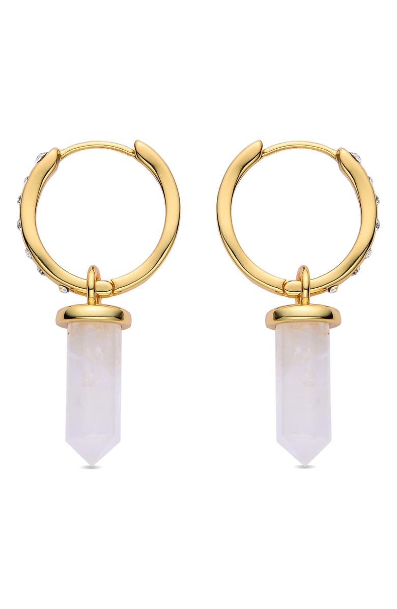 EYE CANDY LOS ANGELES Clear Quartz Huggie Hoop Earrings, Alternate, color, Gold