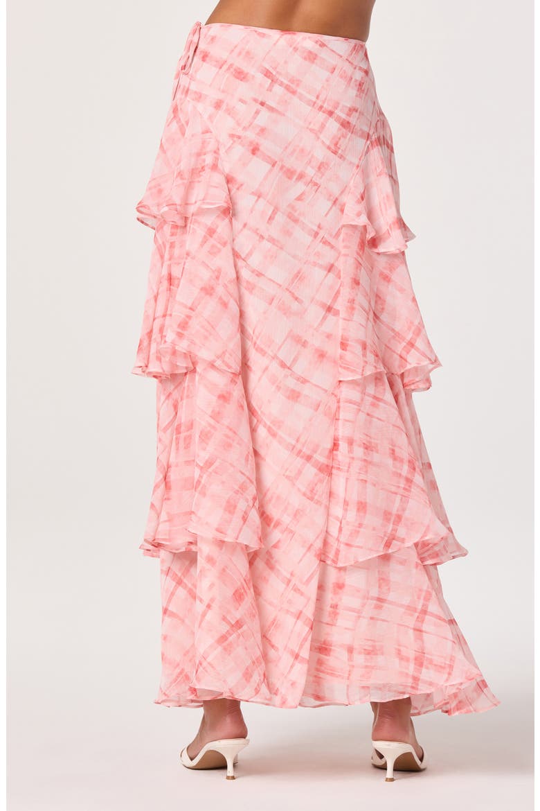 Maia Plaid Ruffle Tiered Maxi Skirt, Alternate, color, PINK PLAID